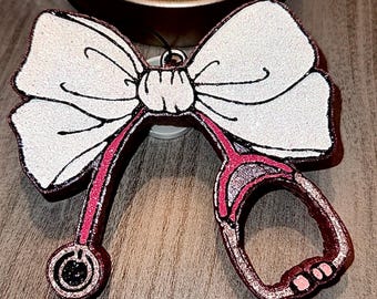 Estetoscopio y lazo Freshie: Ambientador para coche con purpurina de enfermera