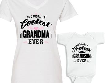 The World's Coolest Grandma Ever - The World's Coolest Grandson Ever Matching Shirt Set