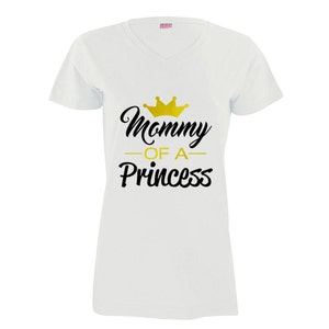 Mommy of a Princess / Daughter of a Queen Metallic Gold Mommy and Me Shirt Set image 5