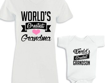 World's Greatest Grandma - World's Greatest Grandson Matching Shirt Set