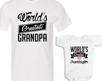 World's Greatest Grandpa - World's Greatest Granddaughter White Shirts Set