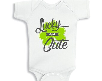 Lucky and Cute Shamrock baby bodysuit