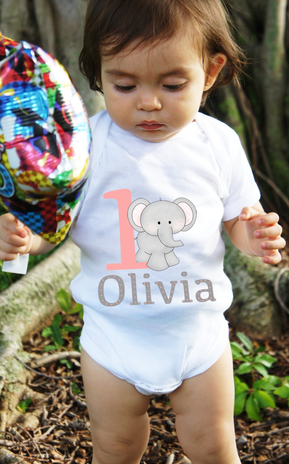 1 Year Old Birthday Girl With Cute Elephant Bodysuit or Infant Etsy
