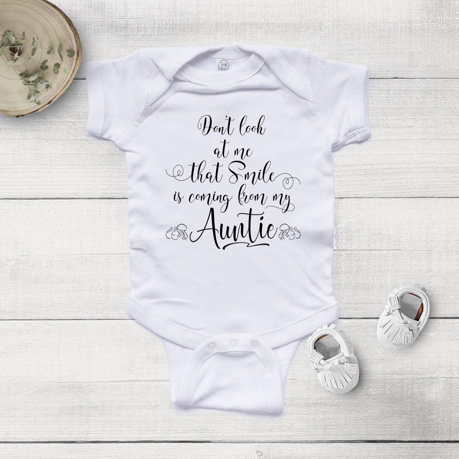 That Smile is coming from my Auntie baby bodysuit Aunt Baby Gift Custom Baby Niece Gifts Baby Nephew Love baby Bodysuit baby shower gift