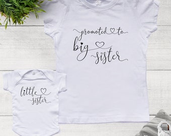 Promoted to Big sister – Little sister Shirt Set, big-little sister set, big sister & little sister set, big sister shirt, little sister tee