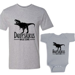 Daddysaurus - Babysaurus Heather Shirts Daddy and Me Shirt Set