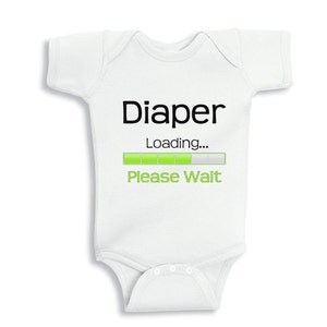 Diaper Loading please wait personalized funny baby bodysuit