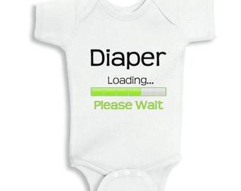 Diaper Loading please wait personalized funny baby bodysuit