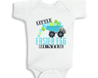 Little Easter Egg Hunter Dump Truck Kids Shirt or Baby Bodysuit
