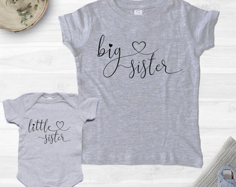 Big sister – Little sister Shirt Set, big-little sister set, big sister and little sister set, big sister shirt, little sister tee