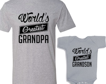 World's Greatest Grandpa - World's Greatest Grandson HEATHER Matching Shirt Set