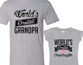 World's Greatest Grandpa - World's Greatest Granddaughter HEATHER Shirt Set