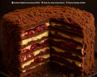 Receta de pastel de chocolate Napoleón (PDF) / Postre francés en capas / Descarga digital instantánea