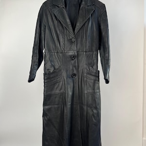 Vintage 90s Long Trench Leather Jacket