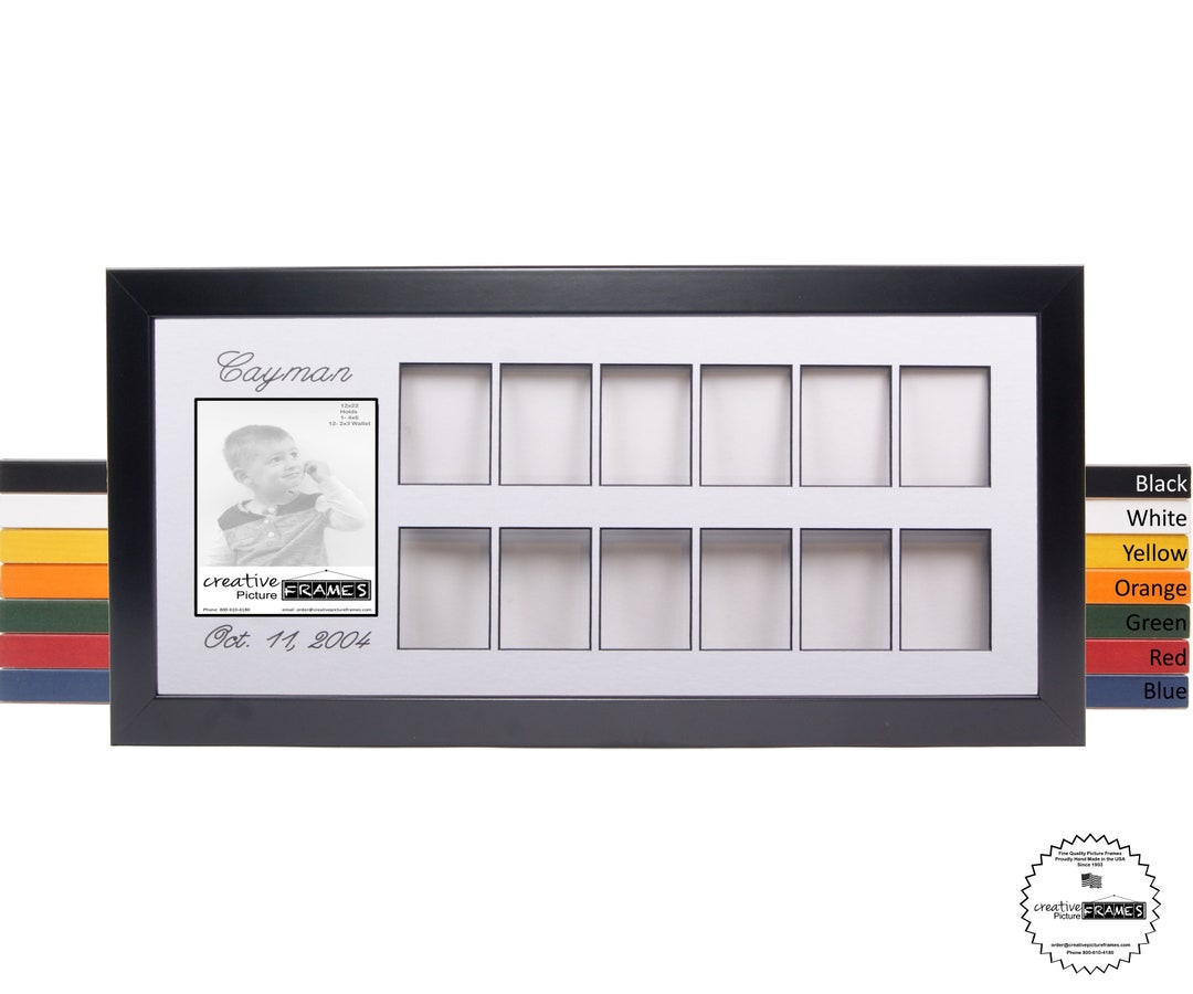 Personalized First Year Frame Holds 1 5x7 and 12 2x3 Wallet Photos in