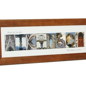Framed Architectural Last Name Sign - Last Name Picture Frame, Personalized Wedding or Anniversary Gift, Personalized Last Name Gift