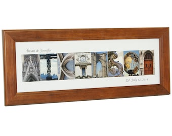 Framed Architectural Last Name Sign - Last Name Picture Frame, Personalized Wedding or Anniversary Gift, Personalized Last Name Gift
