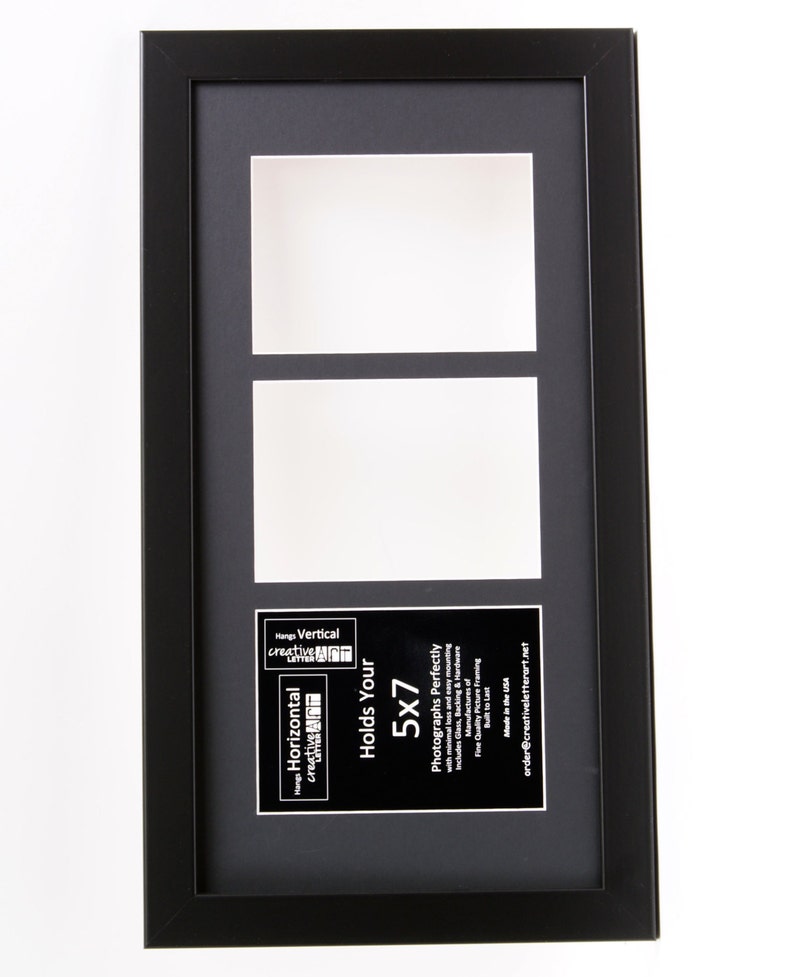 5x7 Black 3 Opening Picture Frame With 10 by 20 inch Collage Mat to hold your 5x7 photographs for your Name, Photography, Art & Wedding image 4