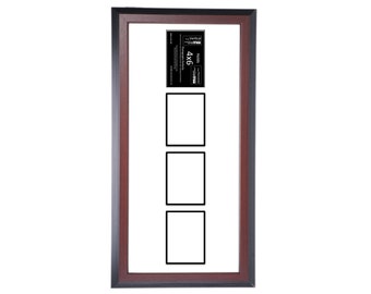 4x6 Vertical Multiple 2 3 4 5 6 7 Opening Mahogany Picture Frame with Mat, Multi Opening Photo Frame Collage
