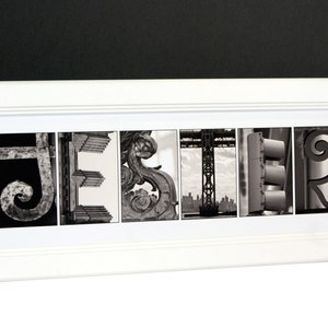 Framed Letter Art Name with Architecture from original Alphabet Photograph for Personalized Gift, Anniversary, Baby Name, Wedding or Office
