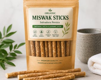 Organic Miswak Sticks, Natural Teeth Cleaning Stick, Eco Friendly Islamic Gift Miswak, Traditional Wooden Toothbrush, Herbal Oral Care Stick