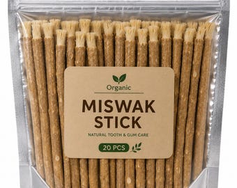 20+ Organic Miswak Sticks, Natural Salvadora Persica, Traditional Wooden Toothbrush, Herbal