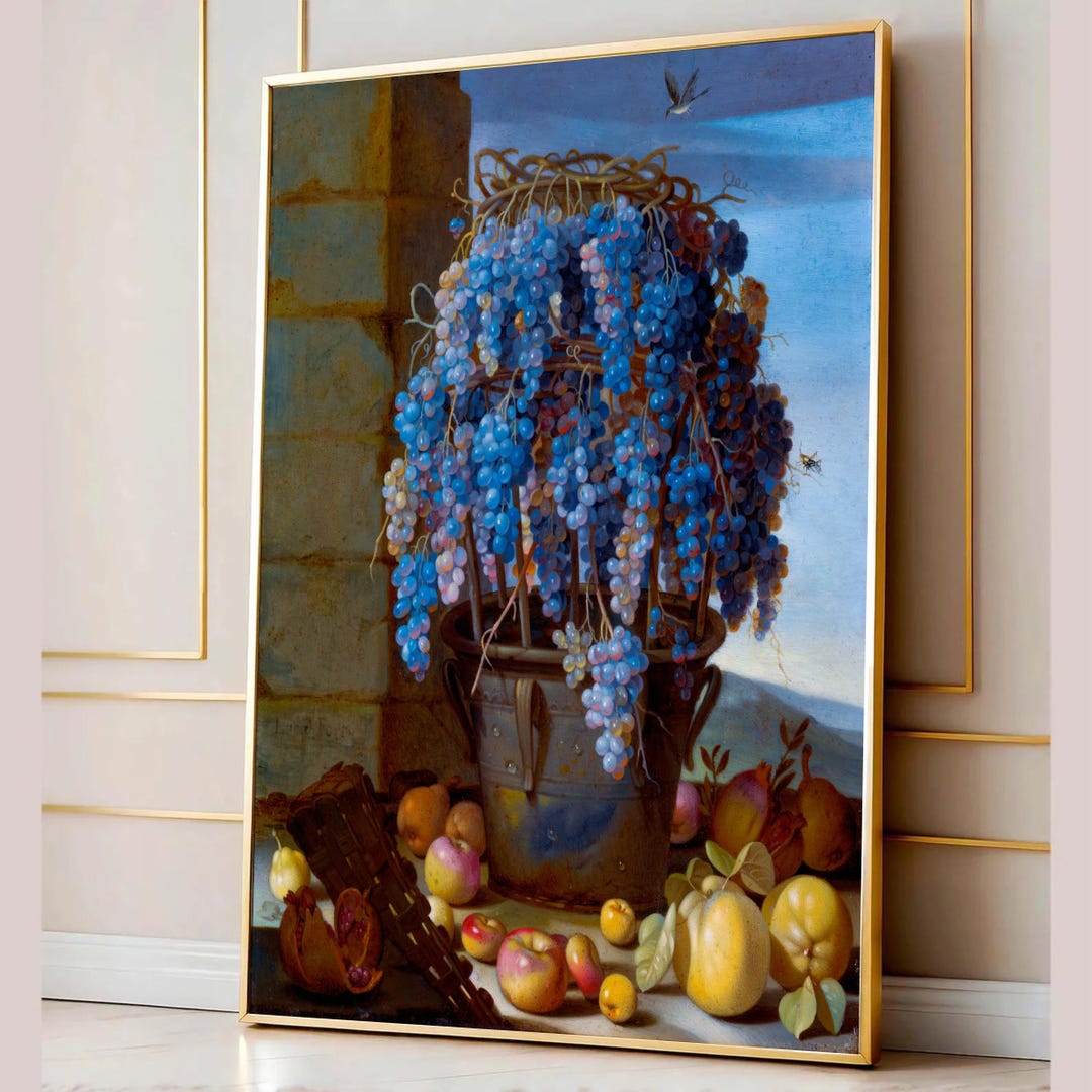 Vintage Grapes Still Life Canvas Print, Classic Fruit Painting Wall Art ...