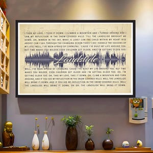 Stampa del testo di Landslide, poster della canzone dei Fleetwood Mac, decorazione murale musicale di Stevie Nicks, decorazione con citazione di &quot;Colline innevate&quot;, Landslide mi ha buttato giù