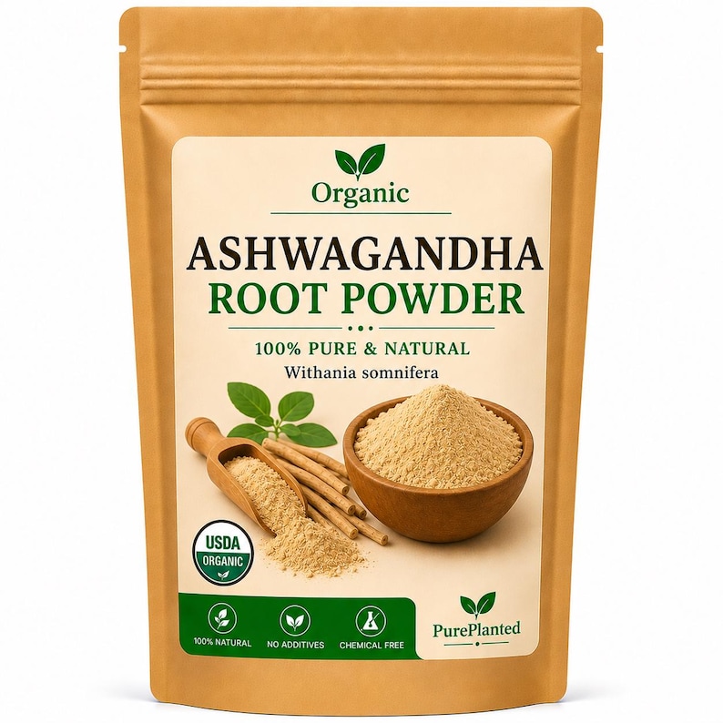 Ashwagandha Root Powder
Withania Somnifera
Finely Ground Root Powder
Botanical Ingredient
Resealable Pouch

Resealable pouch of Ashwagandha Root Powder featuring finely ground botanical root powder with wooden bowl and root illustration on the label.