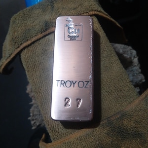 Hand Poured Solid Copper Bar / Ingot; Polished - .99 Fine, Customizable Inscriptions available, 27 Troy Oz. / 1.8 Lbs. - Copper Collectable