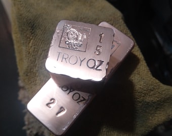 Hand Poured Solid Copper Cube - Ingot; polished - .99 Fine - Healing Energy - Customizable - Collector - 31g=1Toz-net weight is: 486g÷31=15t