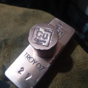 Hand Poured Solid Copper Cylinder-Ingot; Polished - .99 Fine - Healing Energy - Game Piece - Customizable - Collectable - 175g/5.5 troy oz