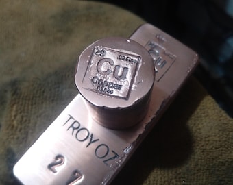 Hand Poured Solid Copper Cylinder-Ingot; Polished - .99 Fine - Healing Energy - Game Piece - Customizable - Collectable - 175g/5.5 troy oz