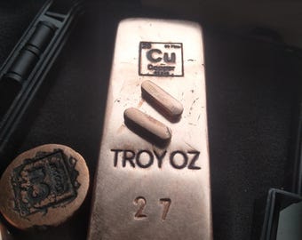 Hand Poured Solid Small Mini Copper Bar / Ingot; polished - .99 Fine Copper - Healing Energy Bar - Copper Game Piece - Collectib - 3.5 gram