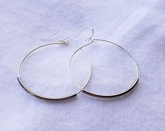 B E A D E D LOOP - Fine Metal Hoop With Silver Bead Earrings with Sterling Silver Accent by Mandy Lemig