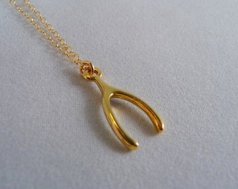 W I S H BONE - Gold Wishbone Necklace by Mandy Lemig