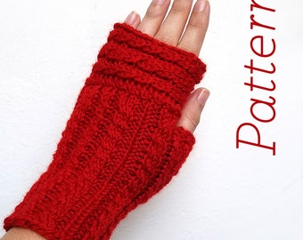 Knit Fingerless Gloves Pattern // Up & Over Mitts // pattern only // DIGITAL PDF Download