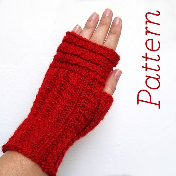 Knit Fingerless Gloves Pattern // up & Over Mitts // Pattern Only