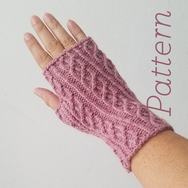 Knit Fingerless Gloves Pattern // Plume // pattern only // DIGITAL PDF Download