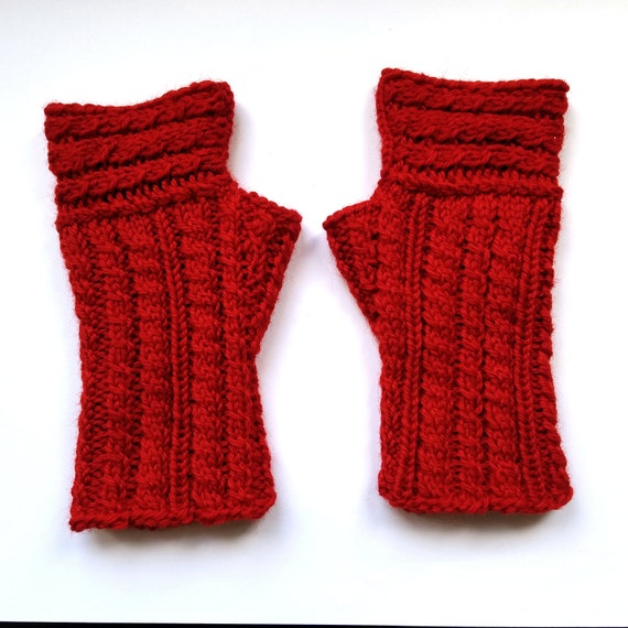Knit Fingerless Gloves Pattern // up & Over Mitts // Pattern Only