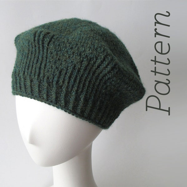Knit Hat Pattern – Twirling Twill Beret – Adult One Size // pattern only // DIGITAL PDF Download