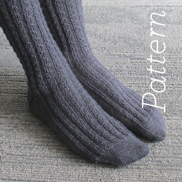 Knit Socks Pattern // Men's simple ribbed sock pdf pattern // pattern only // DIGITAL PDF Download