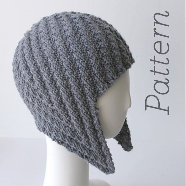 Knit Hat Pattern // Herringbone Rib Aviator Hat // modèle uniquement // DIGITAL PDF Download