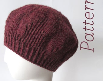 Knit Hat Pattern – Ginger Beret // pattern only // DIGITAL PDF Download