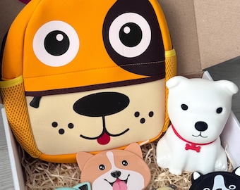 Coffret animal pour enfants : sac à dos, veilleuse, brosse à cheveux, sac à main, support pour téléphone et haut-parleur