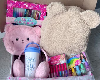Coffret cadeau pour adolescente : gobelet, sac à dos en peluche, sac à bandoulière, ensemble de papeterie, casque en fourrure