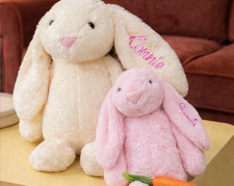 Personalized Easter Bunny Plush, Custom Embroidered Name, Baby Gift