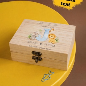 Personalized Wooden Keepsake Box with Initial, Custom Name Memory Box, Baby Gift, Nursery Storage Box, Custom Wooden Box