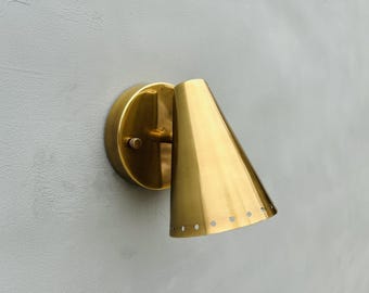 Raw Brass Wall Sconce Light: Mid-Century Modern Vanity Fixture