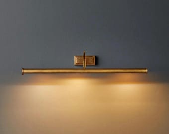 Raw Brass Picture Light: Mid-Century Modern Wall Sconce (24"), Italian wall fixture